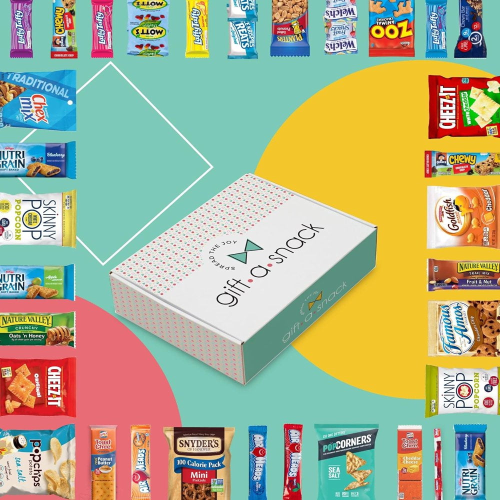 Snack Box 40 Count Sweet Treats Gift Basket - Candies, Chips, Crackers, Bars, Variety Pack with Greeting Card