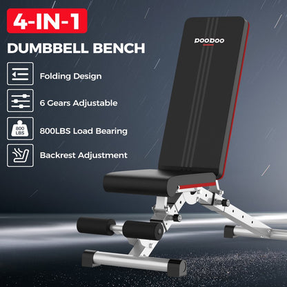 Dumbbell Bench Workout Foldable Weight Bench 600 lbs with 6 Incline Adjustable and Thickened 5 Layer Structure gym bench Strength Training Bench for Home Training