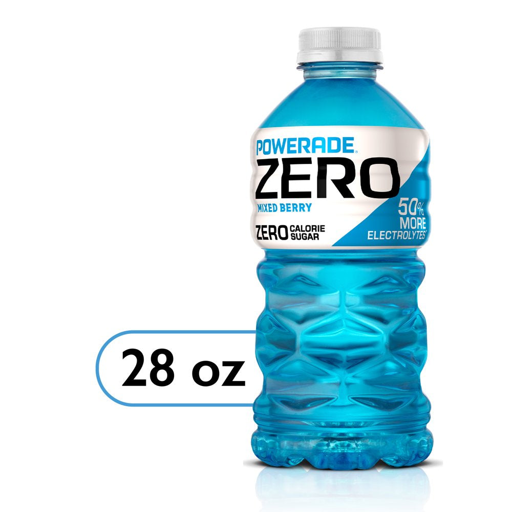 POWERADE Electrolyte Enhanced Zero Sugar Mixed Berry Sport Drink, 28 Fl Oz, Bottle