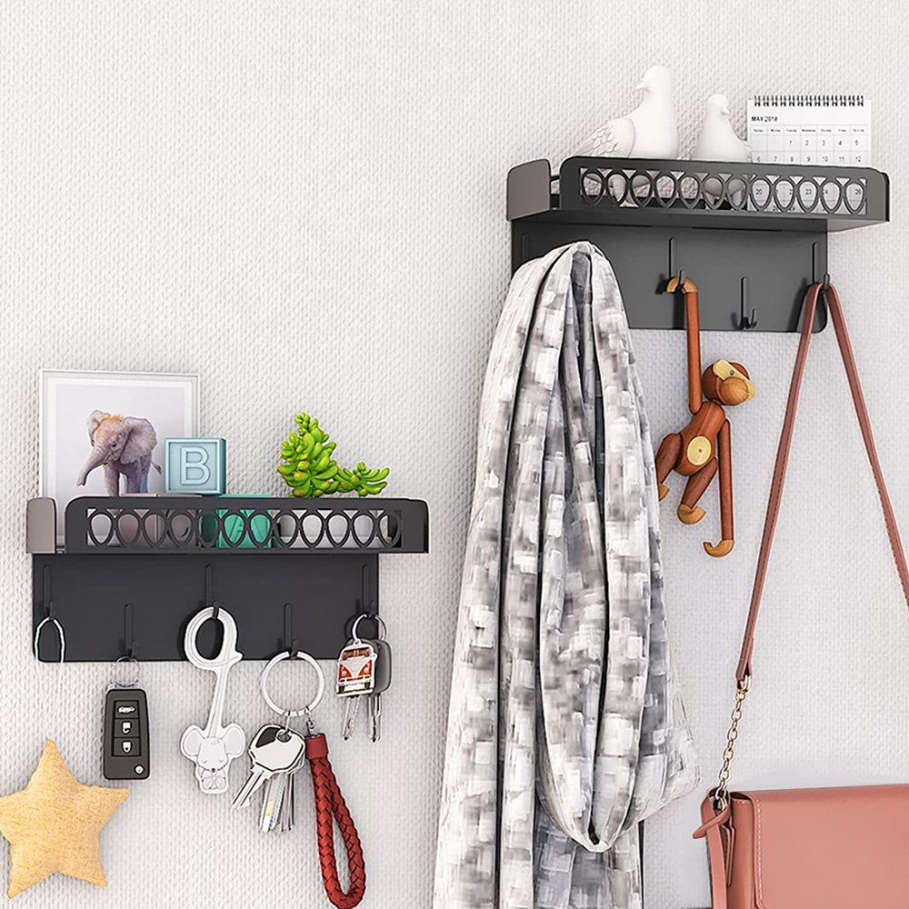 Key Holder for Wall Decorative with 5 Key Hooks, Mail and Key Ring Organizer, Key Hooks with Tray Techvida