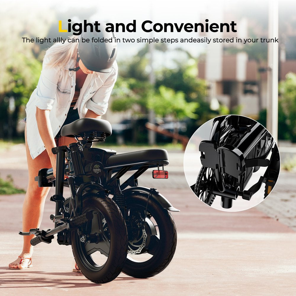 SOHAMO A2 Folding Electric Bike for Adults and Teens, 400W Motor Mini E-Bike 48V 12Ah Removable Battery 20 mph City Commuter Bike, Full Suspension