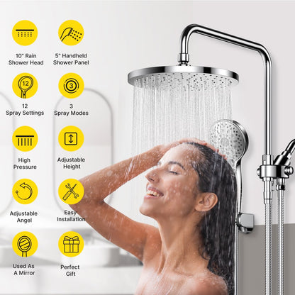 Ambicasa Luxury Dual Showerhead Combo, 10" Rainfall Shower Head & 5" Handheld High Pressure Shower Head