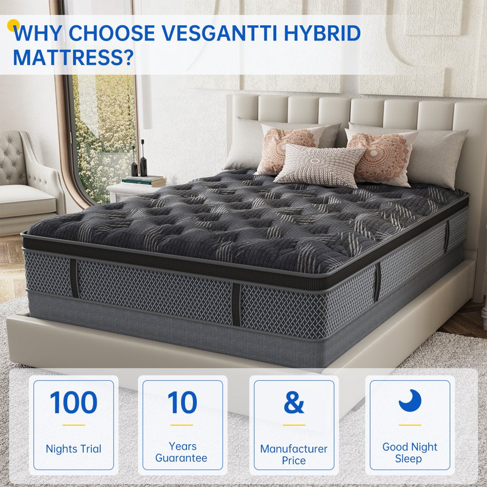 Behost 10" Full Mattress Hybrid Mattress CertiPUR-US Certified Memory Foam Pocket Spring Mattress in a Box