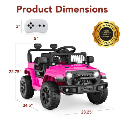 Best Choice Products 6V Kids Ride-On Truck Car w/ Parent Remote Control, 4-Wheel Suspension, LED Lights - Hot Pink