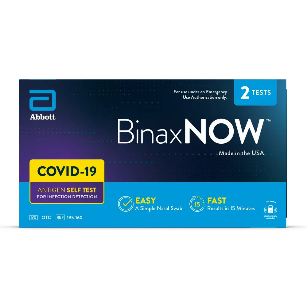 BinaxNOW COVID‐19 Antigen Self Test, 1 Pack, Double, 2-count, At Home COVID-19 Test, 2 Tests