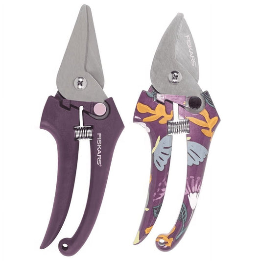 Fiskars Designer Pruning Shears and Snip Set, Stainless Steel Garden Tools, Green