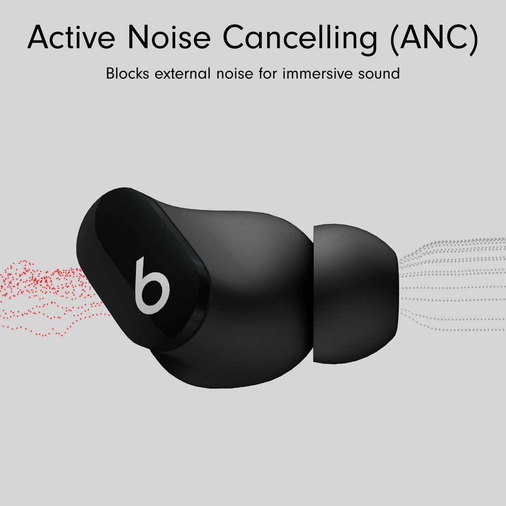 Restored Beats Studio Buds True Wireless Noise Cancelling Earbuds - Class 1 Bluetooth, 8 Hours of Listening Time, Sweat Resistant, Built-In Microphone - (Black) (Refurbished)