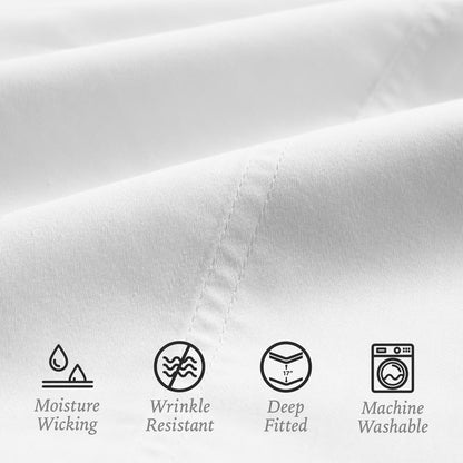 Hotel Style 6-Piece 1,000-Thread-Count Egyptian Cotton-Rich Luxury Bed Sheet Set, Queen, Arctic White