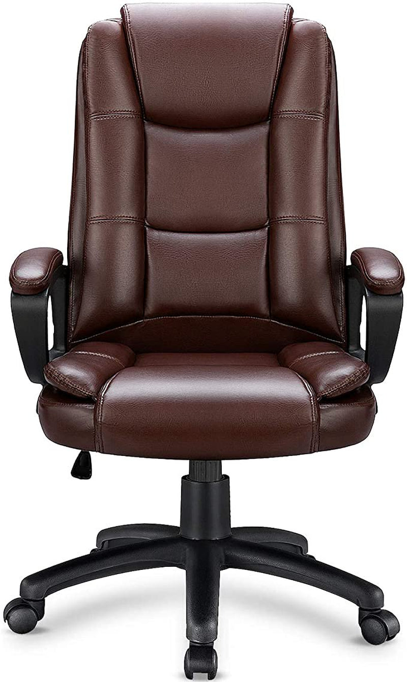 Vitesse Home Office Chair, Big and Tall Chair 8 Hours Heavy Duty Design, Ergonomic High Back Cushion Lumbar Back Support, Computer Desk Chair, , Adjustable Executive Leather Chair With Arms (Brown)