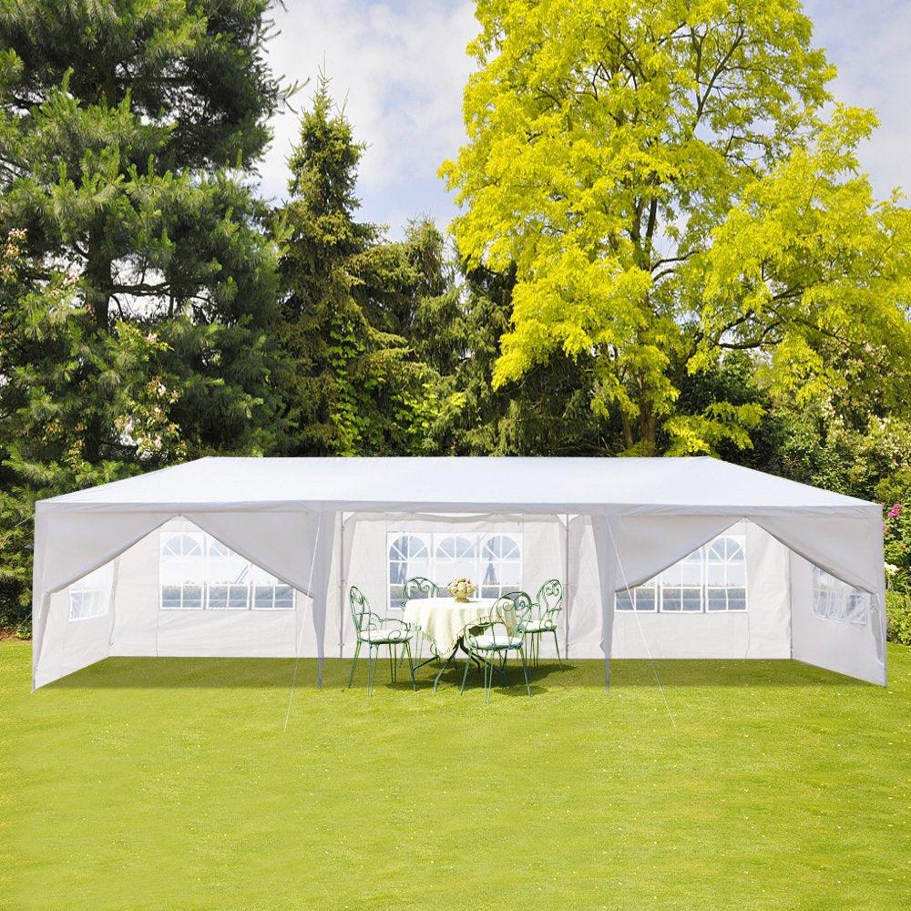  10 X 10 Canopy Tent with 4 Removable Sidewalls for Patio Garden, Sunshade Outdoor Gazebo BBQ Shelter Pavilion, for Party Wedding Catering Gazebo Garden Beach Camping Patio, White, S10667