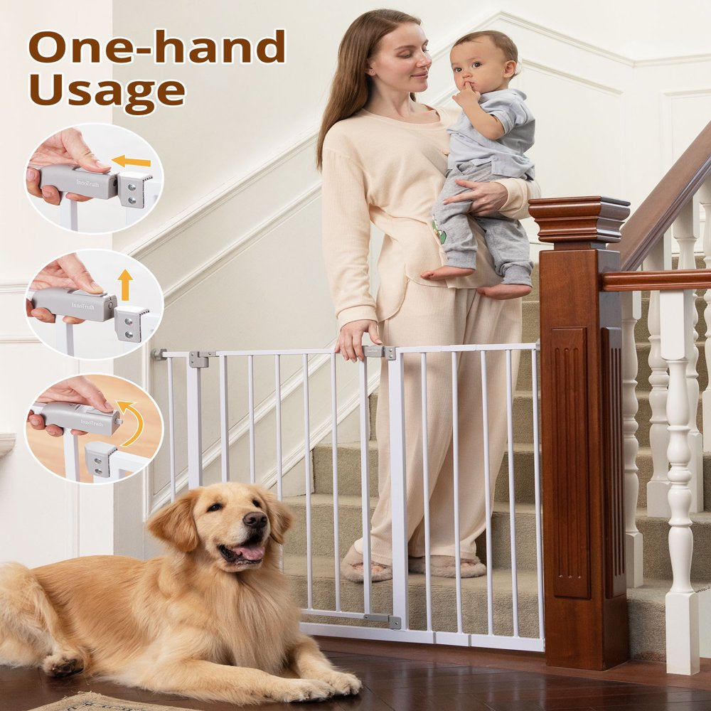 Extra Wide Baby Safety Gate for Stairs and Doorway,28.9-42.1"Wide,30" Tall Pressure Mounted,for ages 6 to 36 months,White