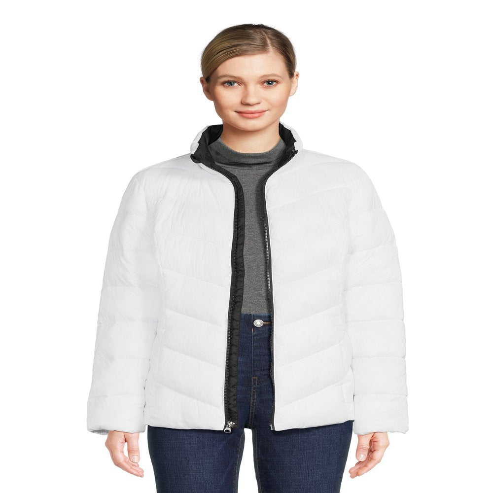 Time and Tru Women's Chevron Midweight Puffer Jacket, Sizes XS-3X