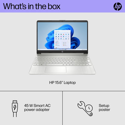 HP 15.6" FHD Laptop, Intel Core i3-1215U, 8GB RAM, 256GB SSD, Silver, Windows 11 Home, 15-dy5131wm