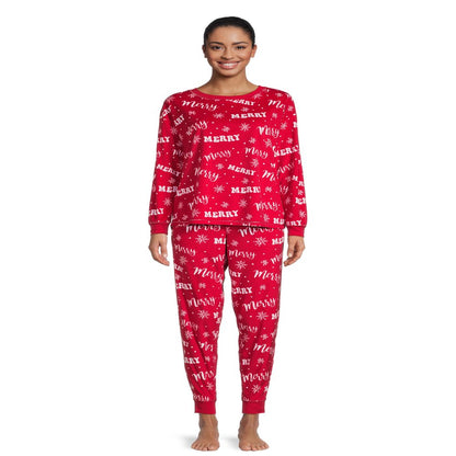 Holiday Time Women's Merry Christmas Pajama Set, 2-Piece, Sizes S-3X