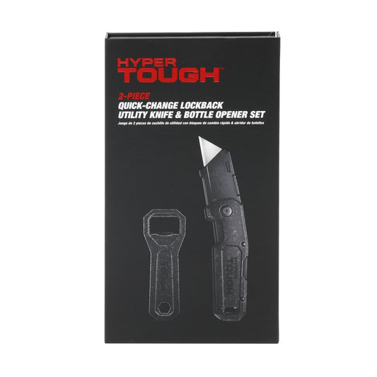 Hyper Tough 2-Piece Quick-Change Lock Back Utility Knife & Bottle Opener Set, Holiday Gift, Model 43145