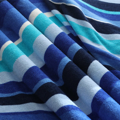 Mainstays Velour Beach Towel, Blue Wavy, Multi-Color , 28X60