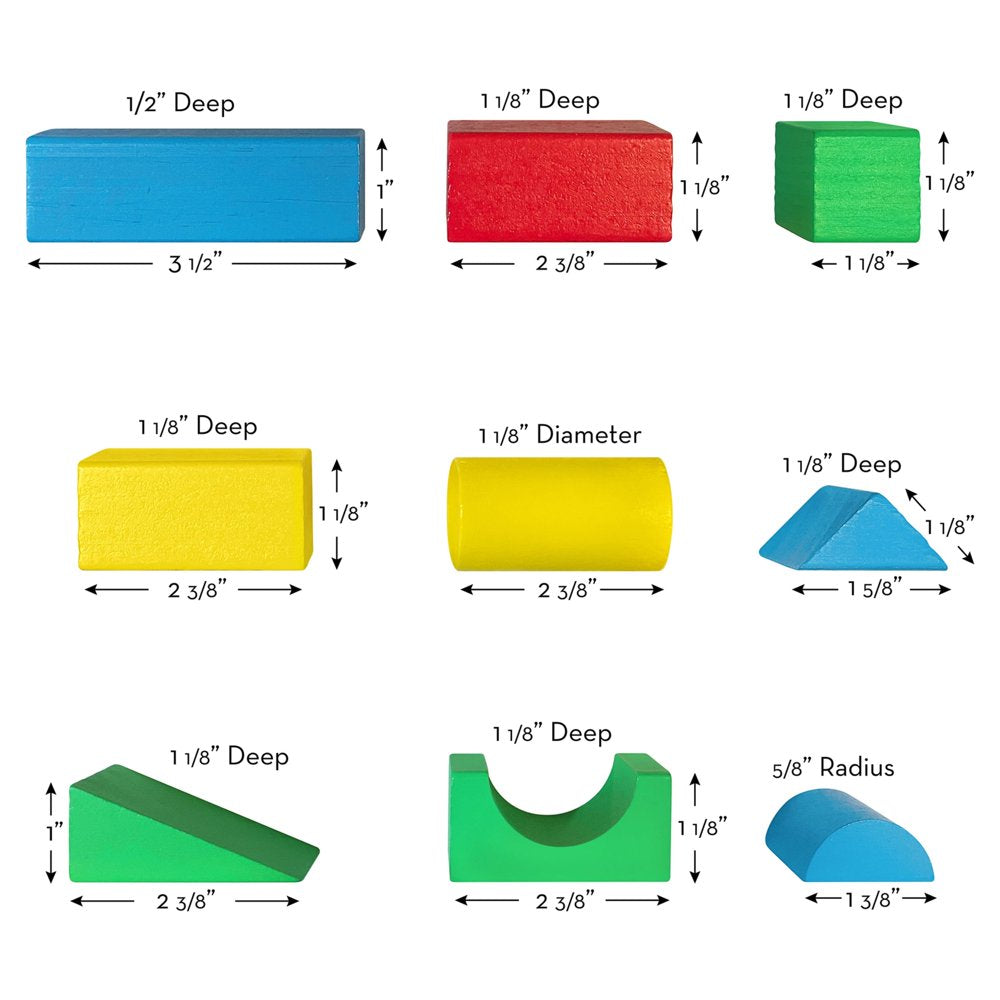 Melissa & Doug Wooden Building Blocks Set - 100 Blocks in 4 Colors and 9 Shapes - FSC-Certified Materials