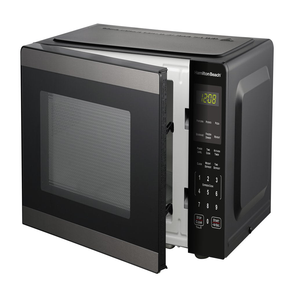 Hamilton Beach 0.9 Cu. Ft. Countertop Microwave Oven, 900 Watts, Black Stainless Steel, New