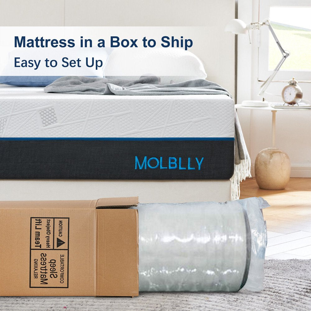 Queen Mattress, Molblly 10" Queen Size Memory Foam Mattress in a Box