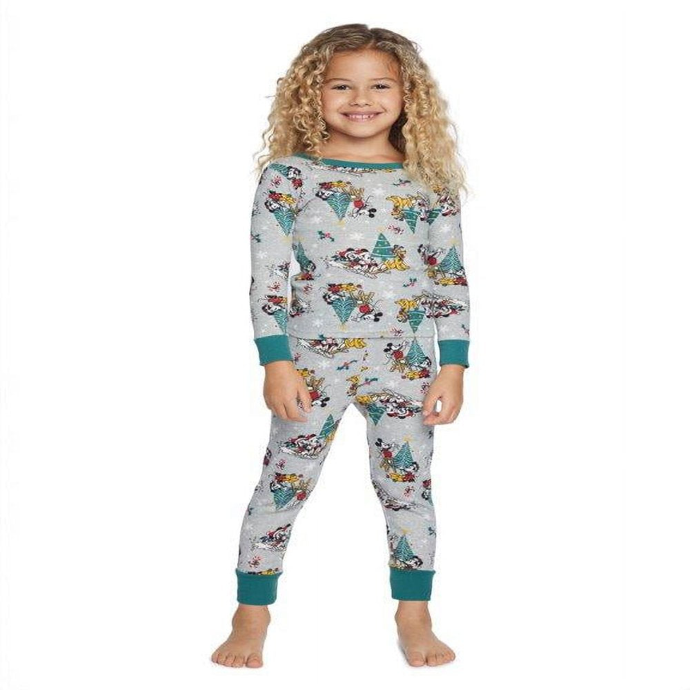 Disney Mickey Mouse Toddler Unisex Long Sleeve Top and Pants, 2-Piece Pajama Set, Sizes 12M-5T