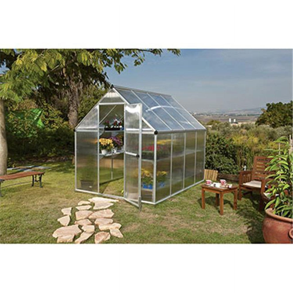 Palram - Canopia Mythos 6' x 8' Polycarbonate/Aluminum Walk-In Greenhouse – Silver - with Roof Vent