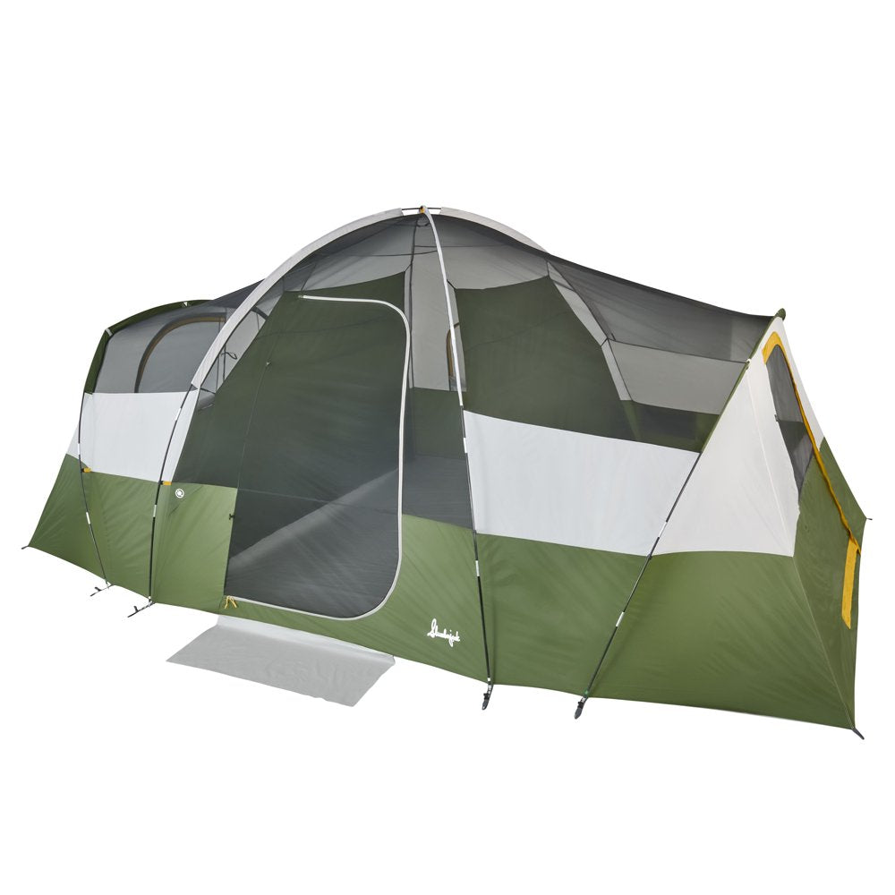  10-Person, 3-Room, Hybrid Dome Tent, Off-White / Green, with Full Fly, Weight 26 Lbs. 6 oz.