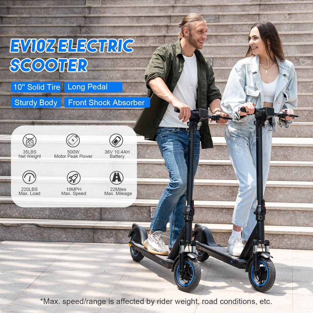 EVERCROSS Electric Scooter Adults, 10 " Solid Tires, 500W Motor up to 19 MPH, 22 Miles Long-Range Battery, Folding Commuter Electric Scooter for Adults & Teenagers