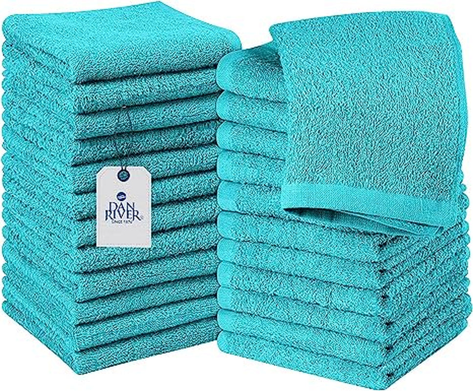 DAN RIVER 100% Cotton Washcloths 24 Pack |Washcloths for Face Soft| Cotton Washcloths Bulk| Essential Wash Cloths for Bathroom| Face Towels Gray| Washcloths 12X12 In| 400 GSM |Face Towel Pack of 24