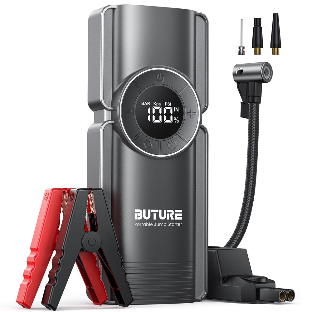 Car Jump Starter With Air Compressor Power Bank 20000mAh 2500A 12V Digital Tire Inflator Buture