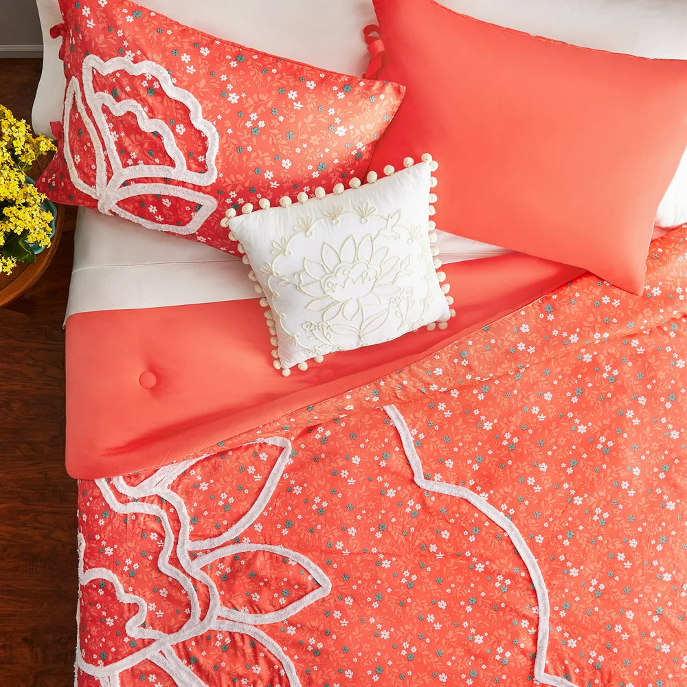 The Pioneer Woman White Cotton Eyelet 4-Piece Comforter Set, Full / Queen
