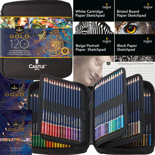  120 Coloring Pencils Set with Extras Oil-based Colored Cores Stay Sharper, Tougher Against Breakage | For Adult Artists, Colorists | In Zipper Case