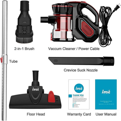 INSE Corded Vacuum Cleaner for Hard Floor Carpet, 3 in 1 Handheld Stick Vacuum Cleaner with 600W Motor, 18KPa