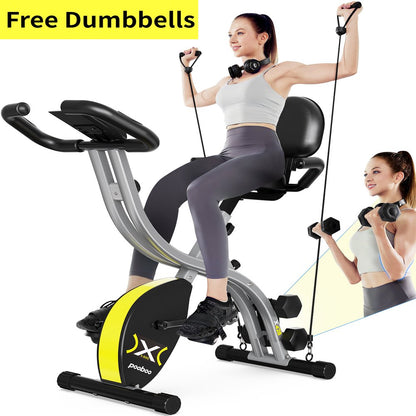  Exercise Bike Folding Stationary Cycling Bicycle Indoor Upright Recumbent Exercise Bike with LCD Monitor Maximum Weight 300lb