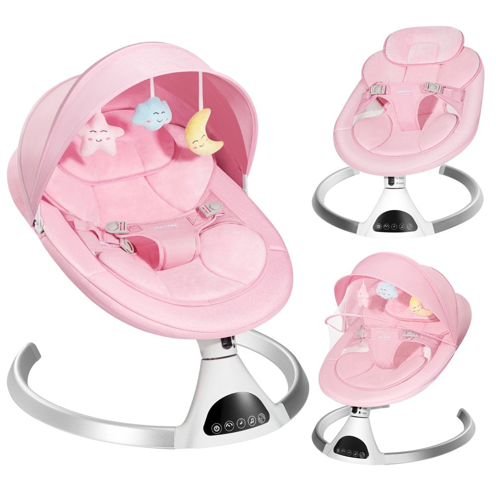 HARPPA Electric Baby Swing, Bluetooth Speaker, Remote Control, Pink