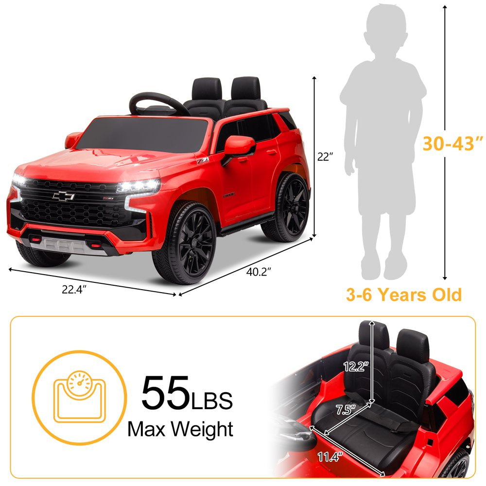 UBesGoo 12V Ride On Car Truck, Licensed Chevrolet Tahoe Kids Battery Powered Ride On Toys, Electric Vehicle with Remote Control, MP3/Bluetooth, LED Lights, Red