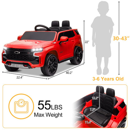 UBesGoo 12V Ride On Car Truck, Licensed Chevrolet Tahoe Kids Battery Powered Ride On Toys, Electric Vehicle with Remote Control, MP3/Bluetooth, LED Lights, Red