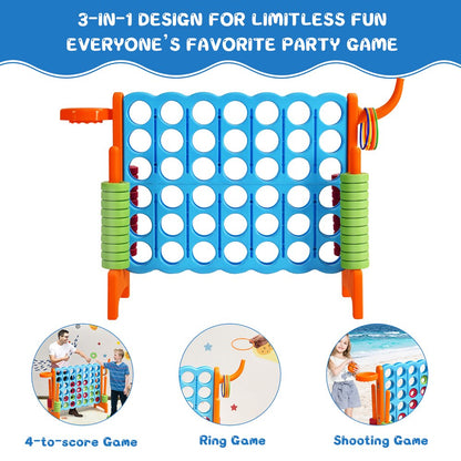 Costway 4-in-A Row Giant Game Set w/Basketball Hoop for Family Orange