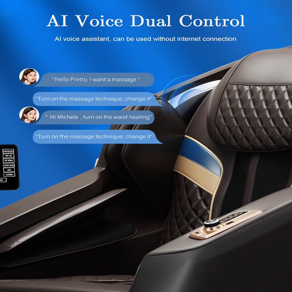 Upgo 2023 4D Massage Chair with Voice Control, 57" SL Track, Bluetooth, Quick Access Button