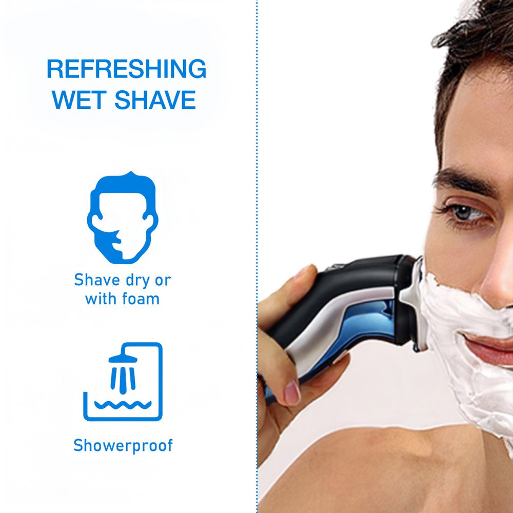 SweetLF Electric Razor for Men, IPX7 Waterproof Wet and Dry Electric Shaver with Pop-up Beard Trimmer for Men, Blue