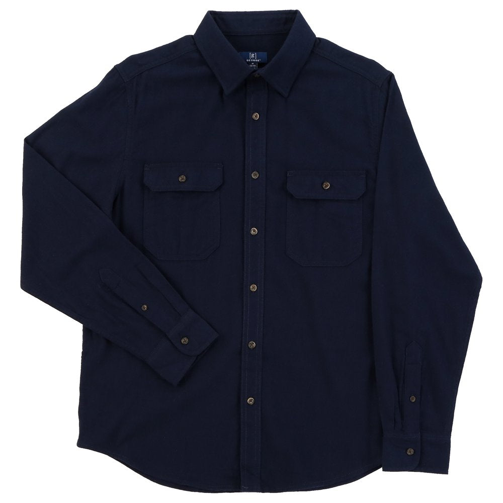 Men's and Big Men's Long Sleeve Solid Flannel Shirt