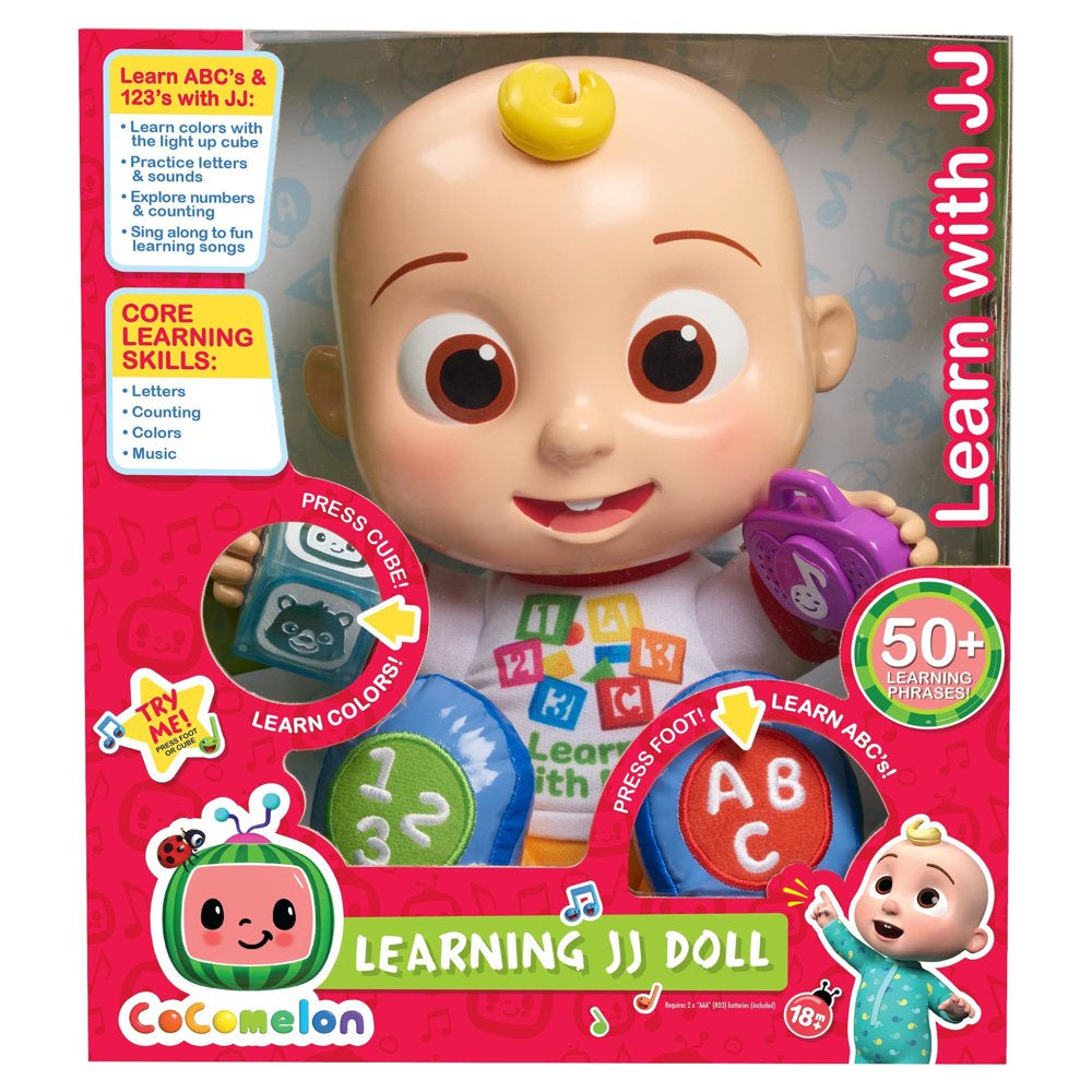 CoComelon Interactive Learning JJ Doll with Lights, Sounds, and Music to Encourage Letter, Number, and Color Recognition, Kids Toys for Ages 18 month