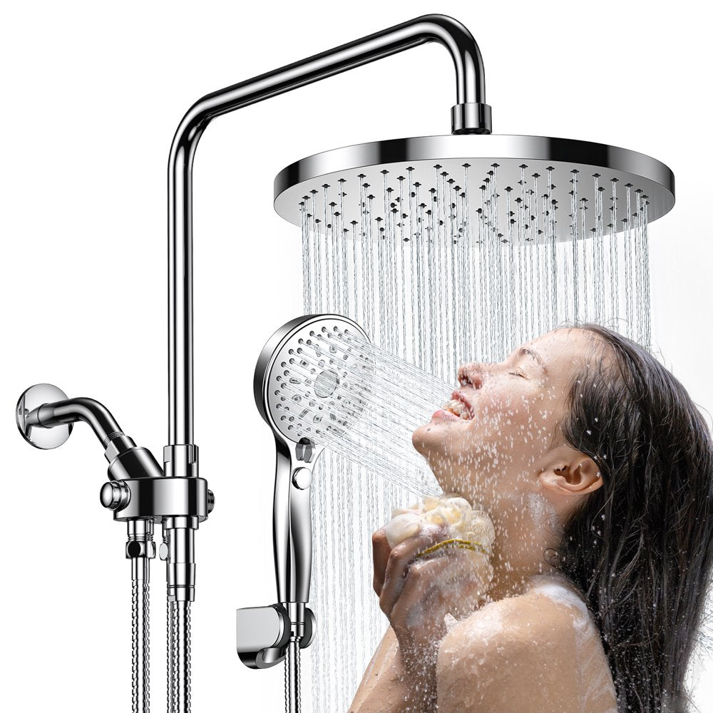 Ambicasa Luxury Dual Showerhead Combo, 10" Rainfall Shower Head & 5" Handheld High Pressure Shower Head