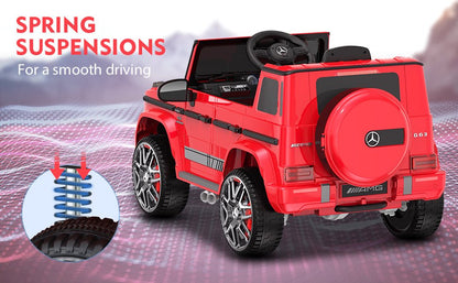 12V Mercedes-Benz G63 Licensed Powered Ride on Car with Remote Control, LED Headlight, Gift for Kids-Red