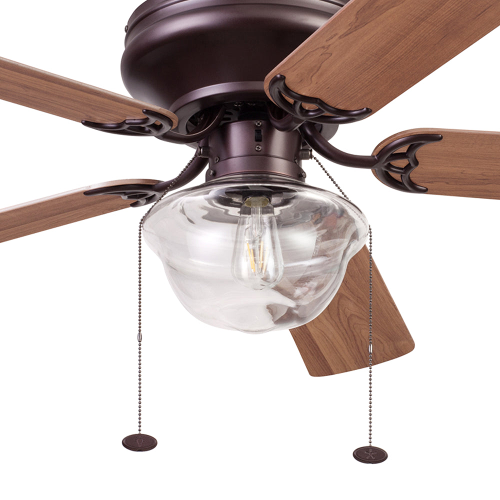 Better Homes & Gardens Wyndham 52" Bronze Ceiling Fan with Light, 5 Blades, Pull Chains & Reverse Airflow