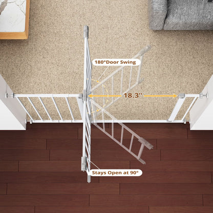 Extra Wide Baby Safety Gate for Stairs and Doorway,28.9-42.1"Wide,30" Tall Pressure Mounted,for ages 6 to 36 months,White