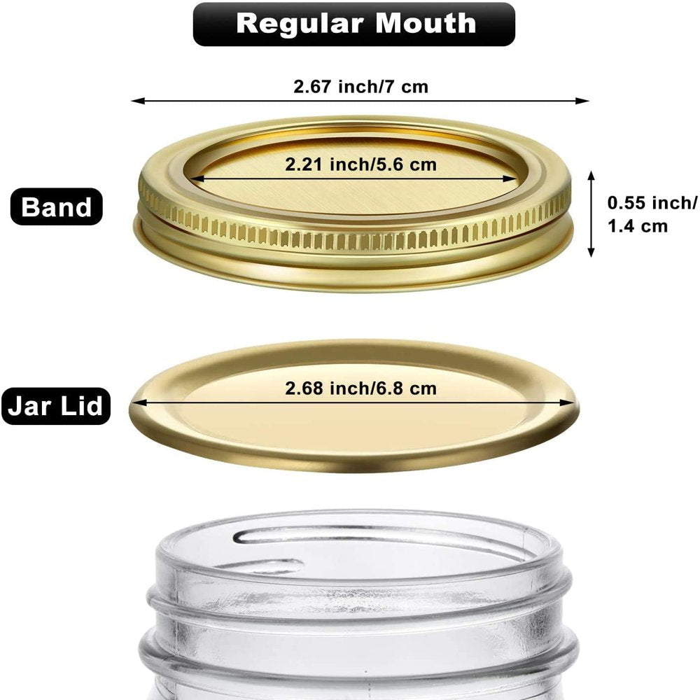 Ball, Kerr, Mason Jar Canning Lids Wide Mouth - |50 PCS, Gold| Lids Only