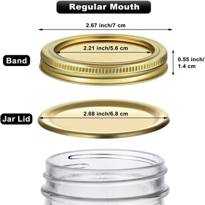 Ball, Kerr, Mason Jar Canning Lids Wide Mouth - |50 PCS, Gold| Lids Only