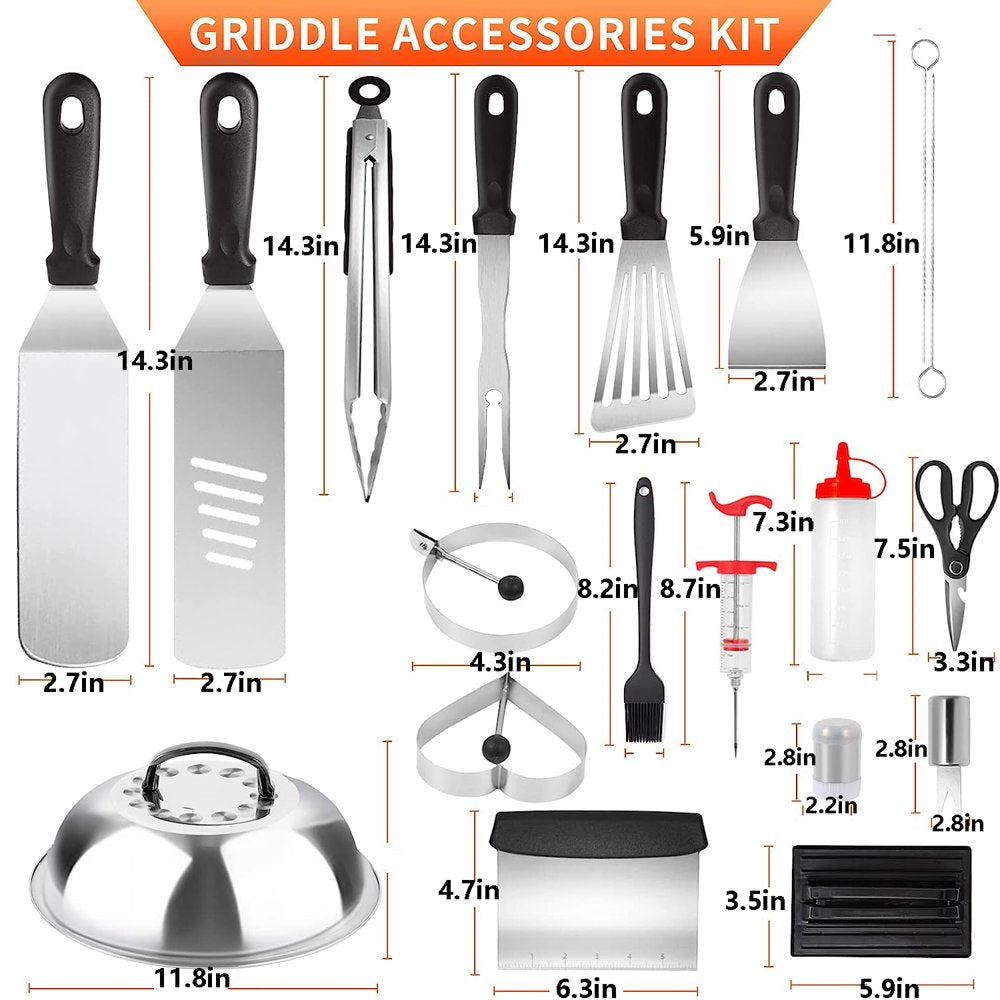 BBQ Tools Set，Griddle Accessories Set, 45pcs Outdoor Barbecue Tools, for Blackstone Griddle Utensils and Camp Chef Stainless Cooking Accessories Tools Kit, Set with Spatula, BBQ Tongs, Egg Ring