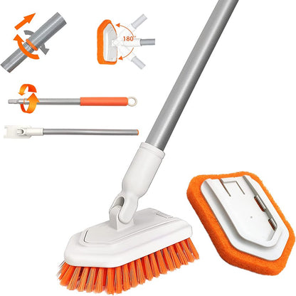 Shower Scrubber JEHONN Tub and Tile Cleaning Brush with Long Handle Orange