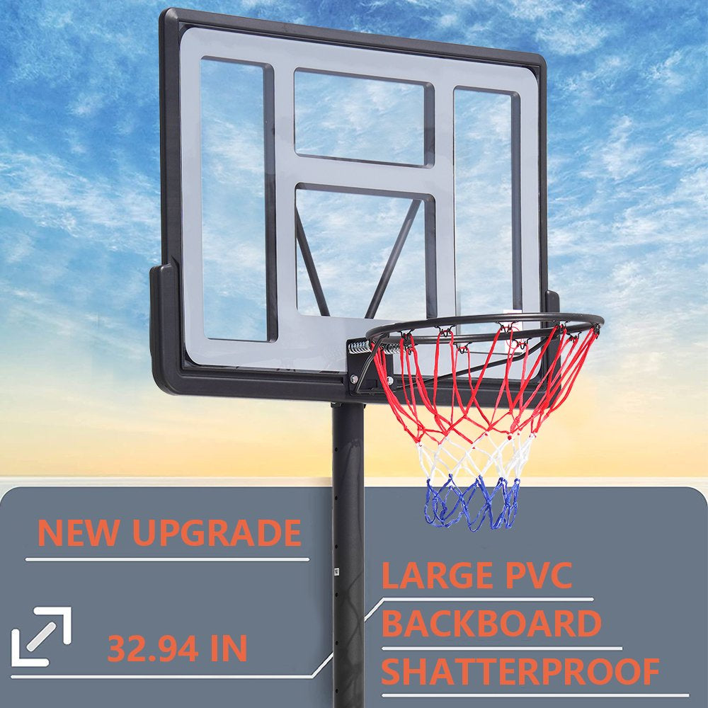 44 Inch Outdoor Basketball Hoop Stand for Adults, SEGMART 4.9FT-10FT Height Adjustable Portable